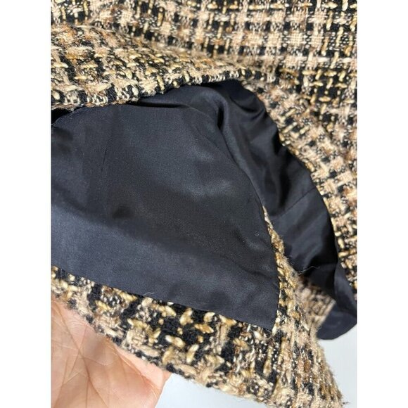 Wool Retro Tweed Jacket 14 Tan Old Money Preppy Classic Chic Work Wear Neutral - Picture 12 of 15
